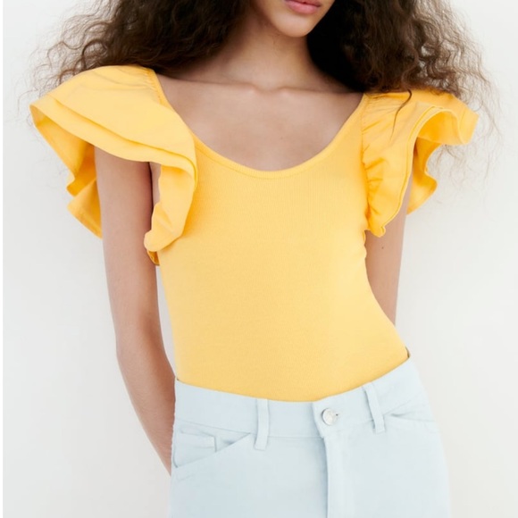 Zara Tops Zara Bodysuit With Ruffles Poshmark